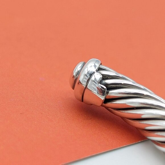 DAVID YURMAN Sterling Silver 7mm Classic Cable Station Black Diamond Bracelet - Picture 9 of 10